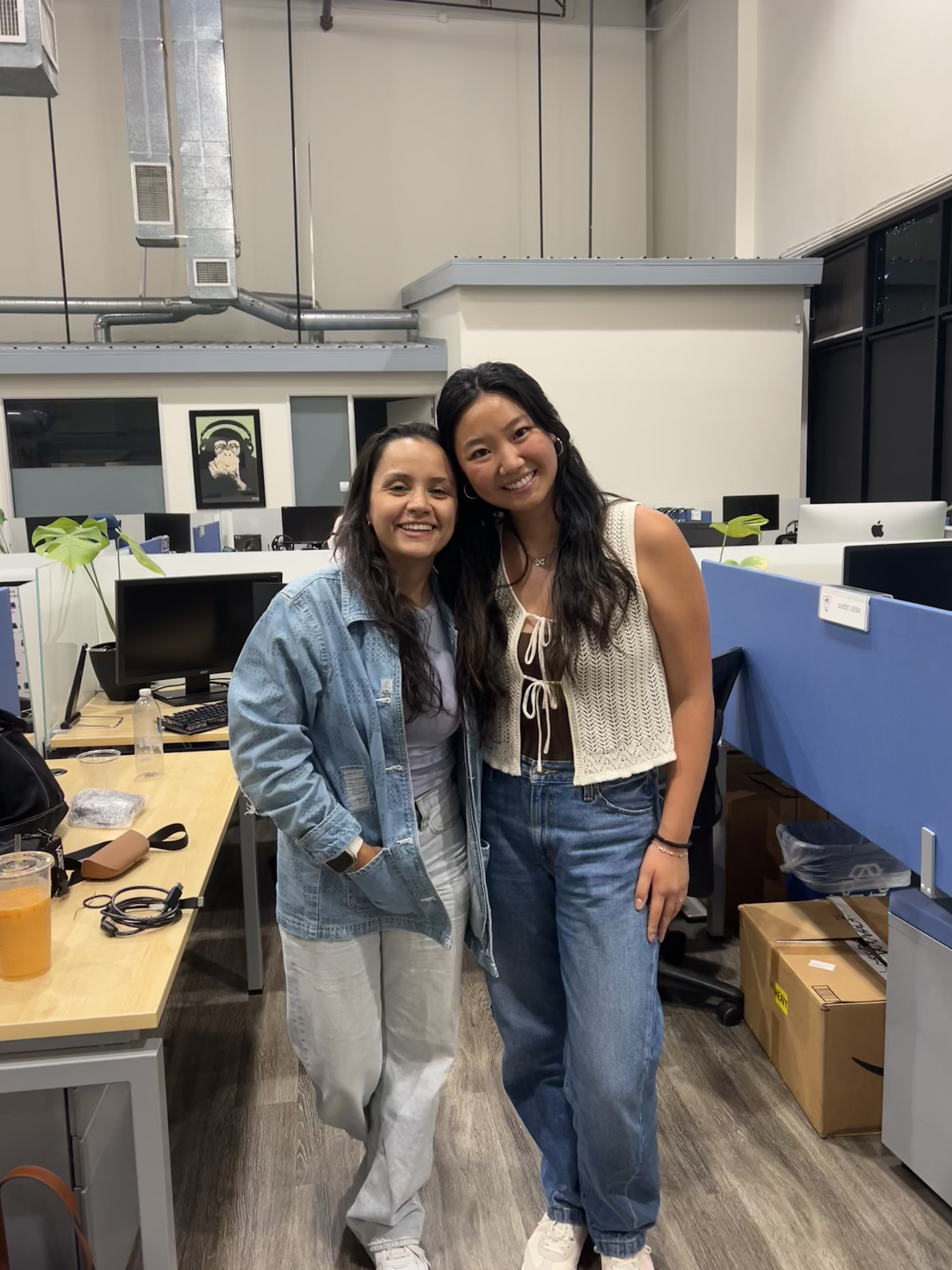 Marisa with a colleague at the Turtle Beach office.