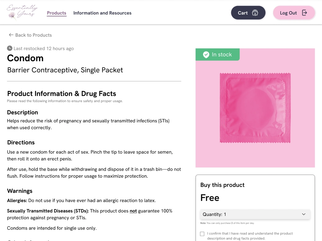Product information · condoms