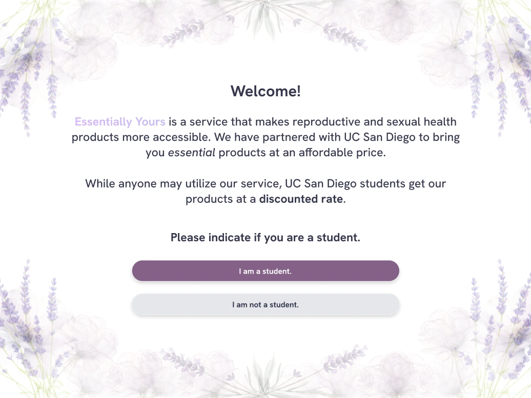 Welcome and student selection